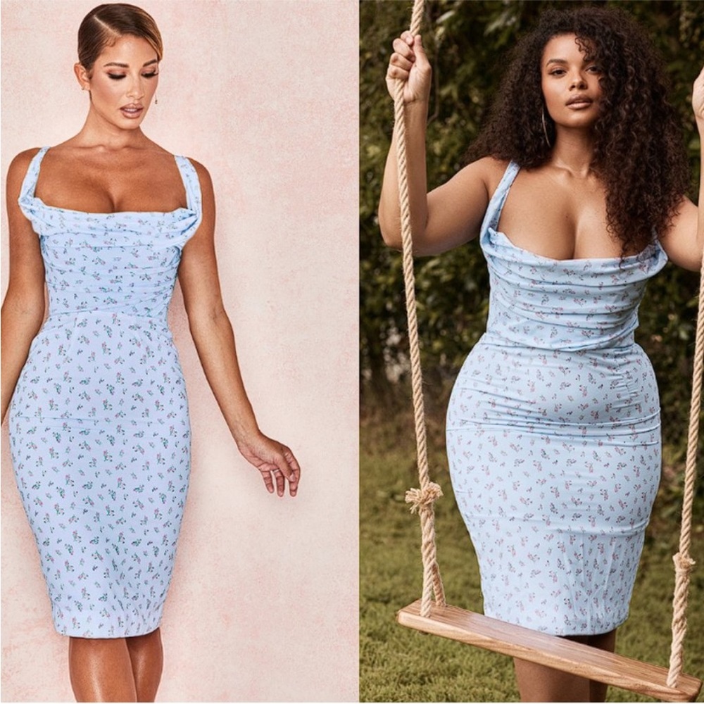 Sold Out! House of CB 'Bellina' Blue Floral Corset Dress